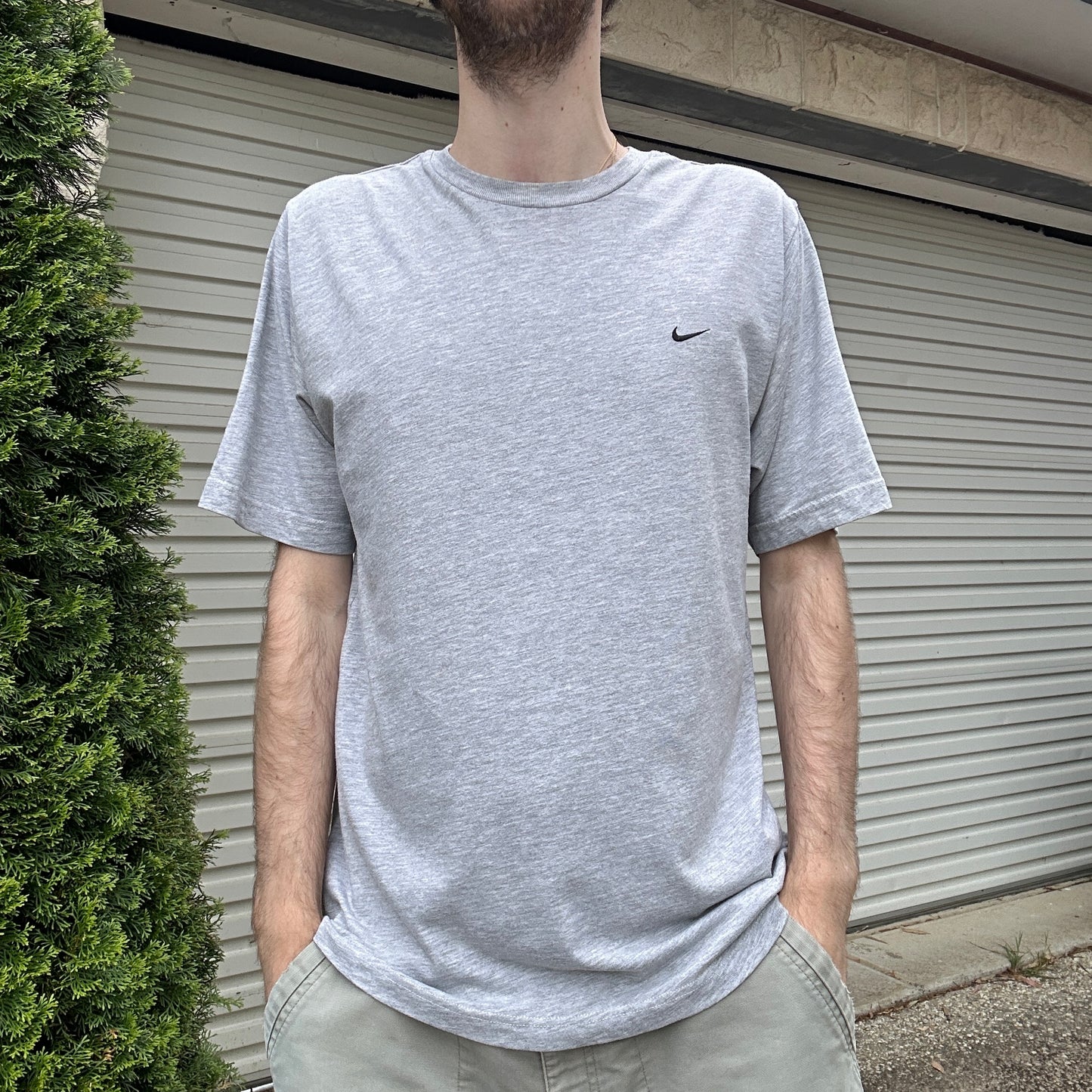 Vintage Grey Nike Swoosh Tee - M